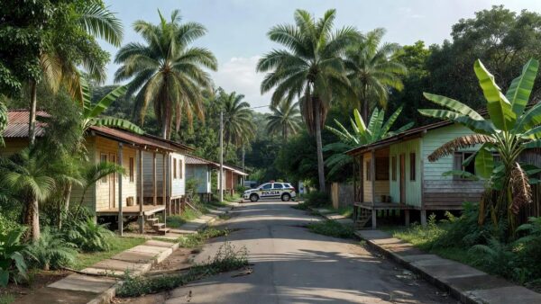 Rua residencial em Porto Velho com viatura policial