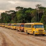Ônibus escolares paralisados em União Bandeirantes