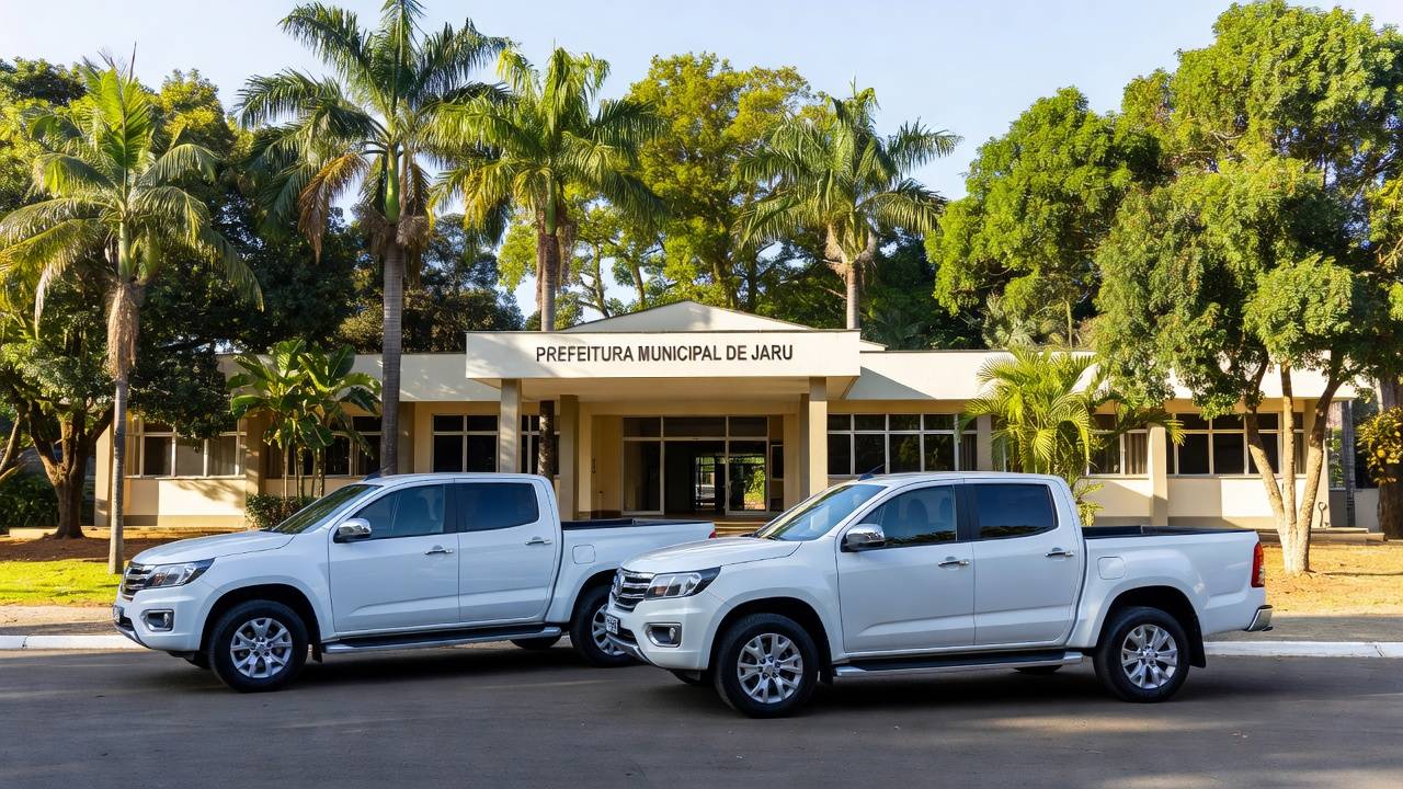 Duas caminhonetes entregues à Prefeitura de Jaru pelo Governo Federal