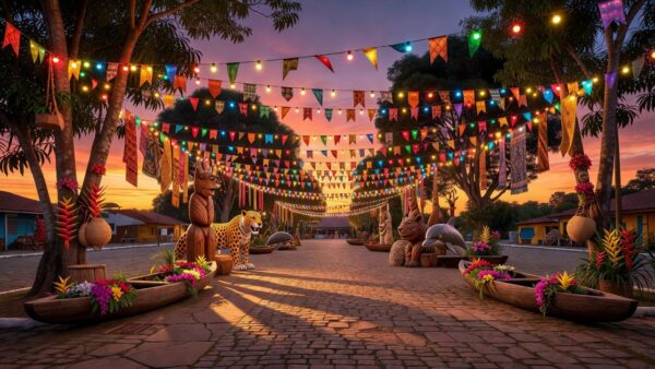 Praça decorada para eventos e festas em Ariquemes