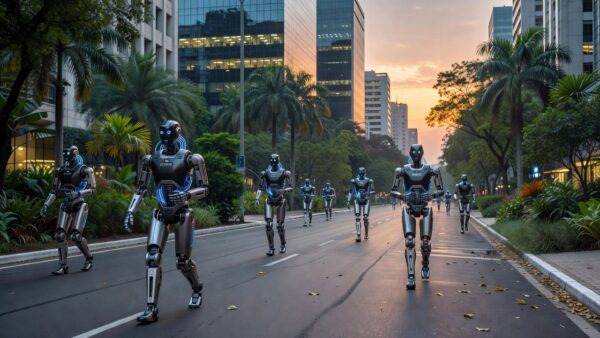 Imagem de arquivo de 28 de junho de 2014 mostra robô humanóide japonês gigante "Pepper", durante exposição de aparelhos de alta tecnologia, em Tóquio — Foto: Yoshikazu Tsuno/AFP