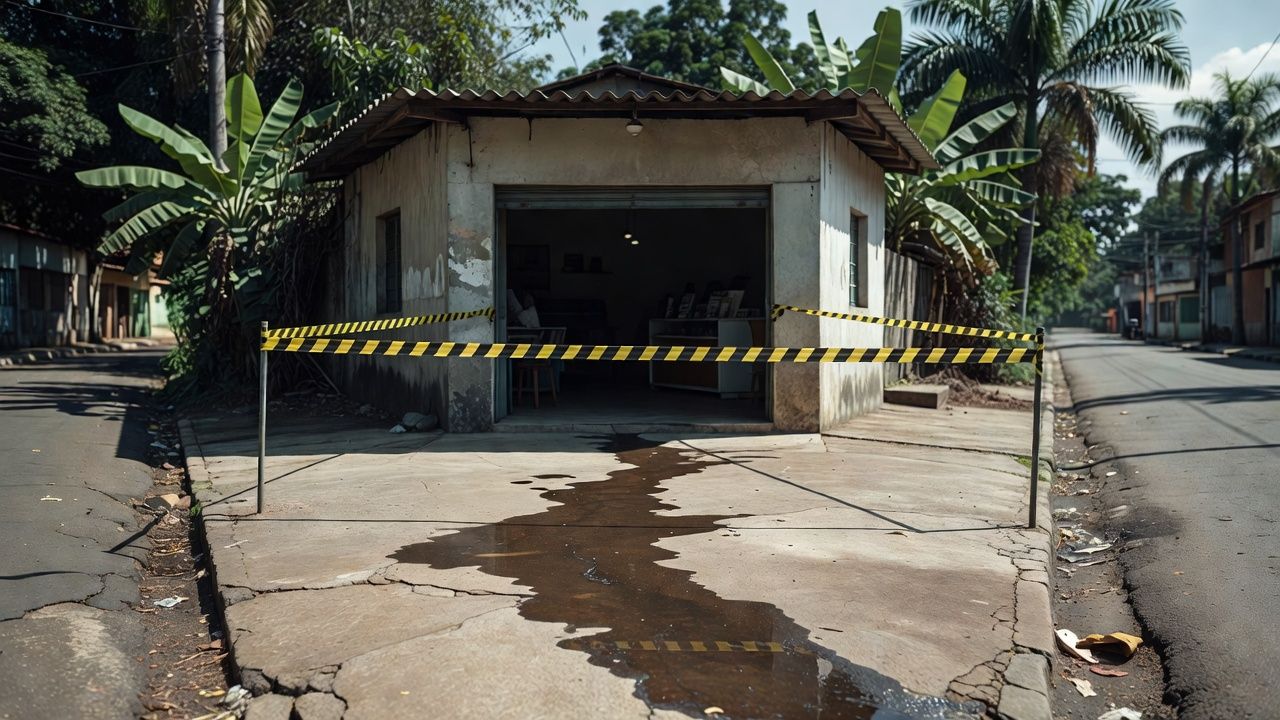 Padaria em Porto Velho com sinais de incidente envolvendo líquido inflamável
