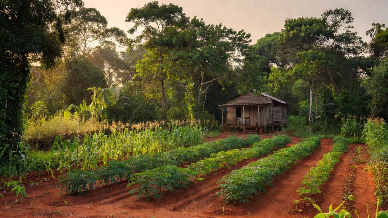 Agricultura familiar em Rondônia com plantações de mandioca e milho