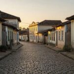 Cidade interiorana de Santa Catarina ao entardecer representando trajetória de empresário