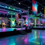 Salão de convenção Anime Friends em São Paulo com decoração temática de anime