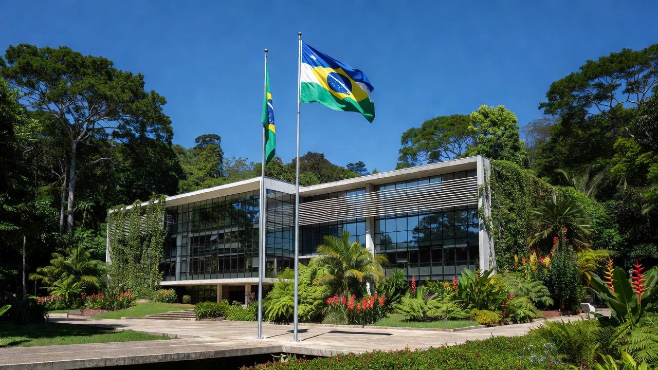 Palácio do Governo de Rondônia com bandeiras durante transição administrativa
