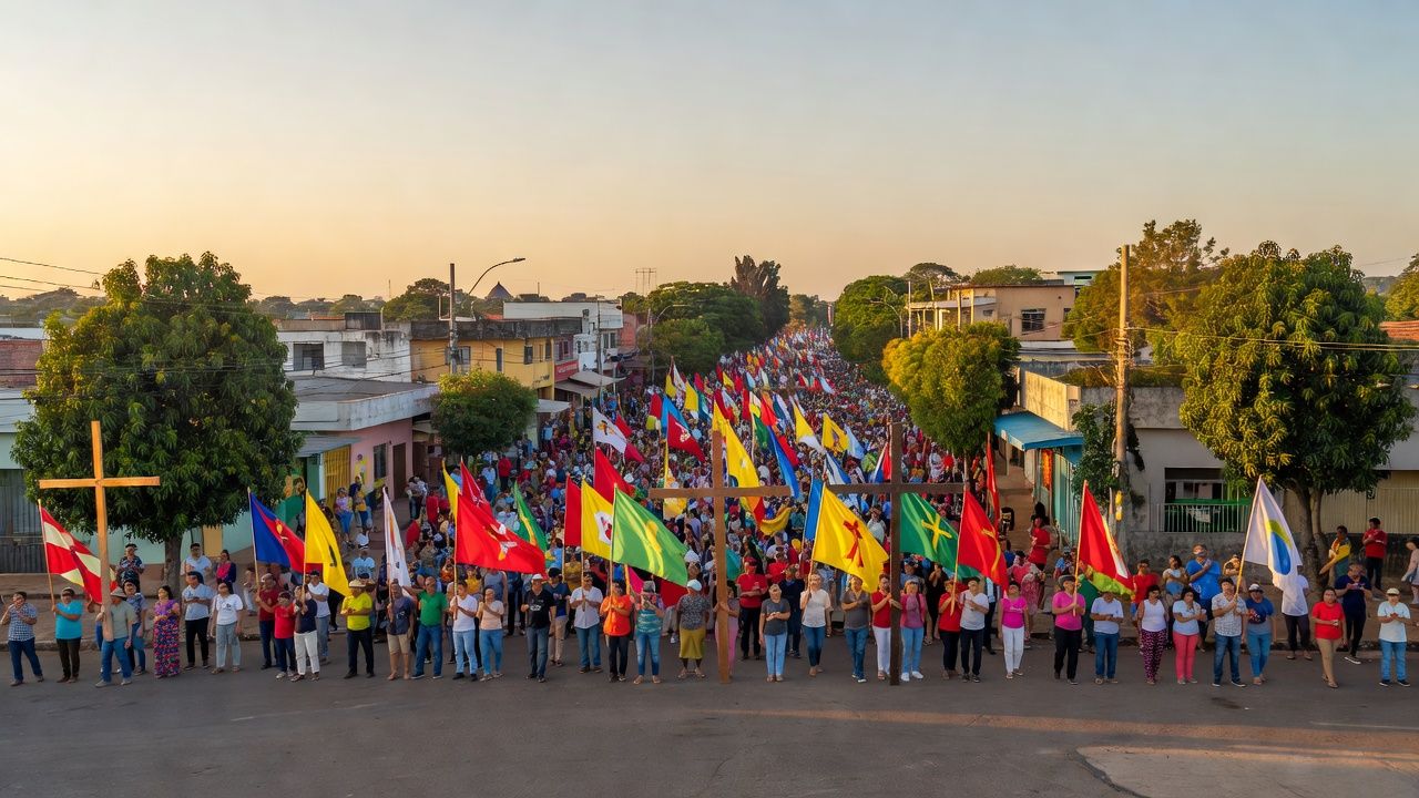 Marcha para Jesus em Porto Velho com procissão religiosa nas ruas