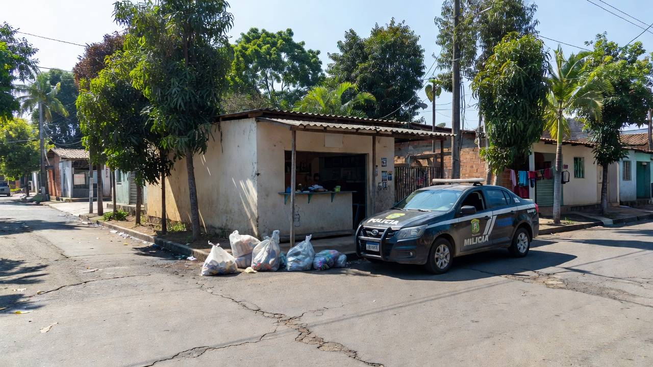 Viatura da PM em bar desarticulado em operação contra tráfico na Zona Leste de Porto Velho