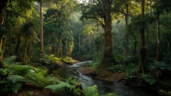 Floresta amazônica com rio e vegetação densa, simbolizando proteção de indígenas e jornalismo responsável