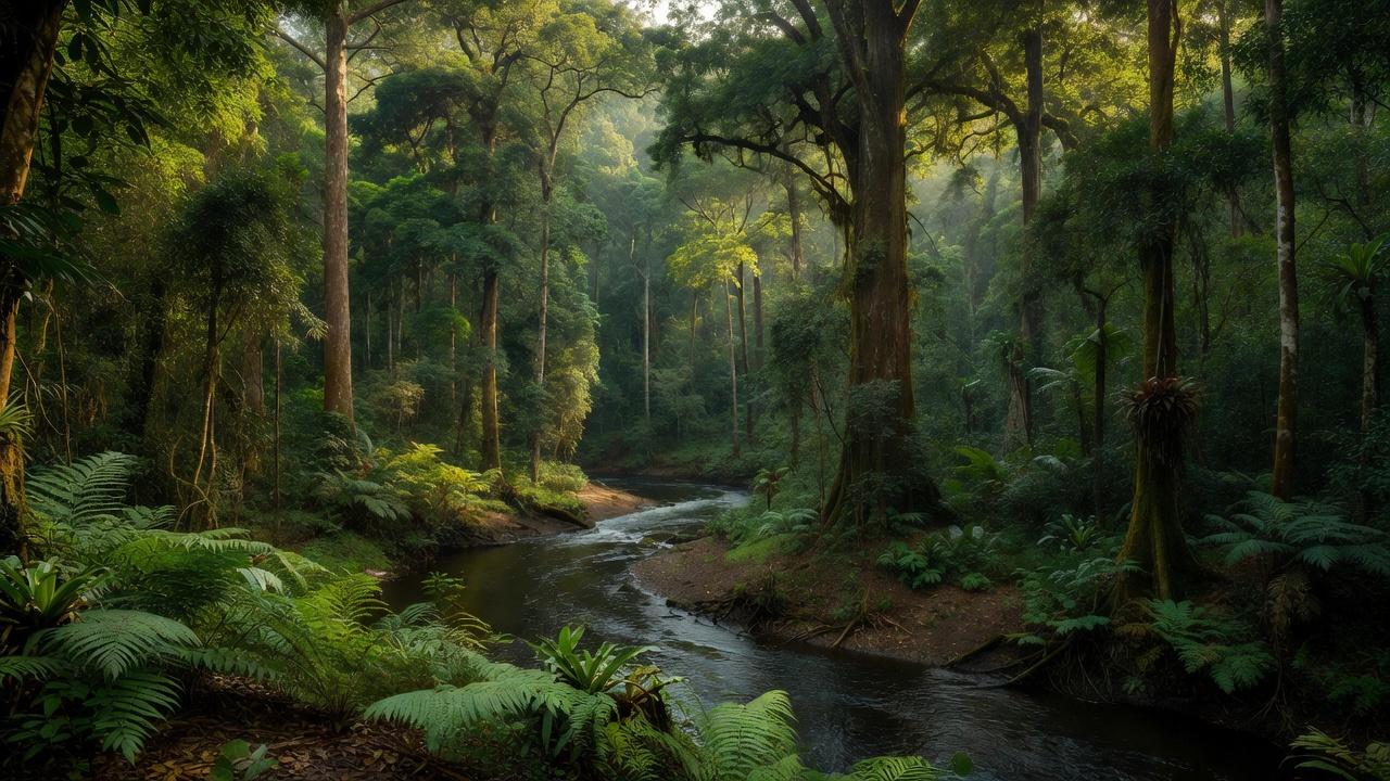 Floresta amazônica com rio e vegetação densa, simbolizando proteção de indígenas e jornalismo responsável