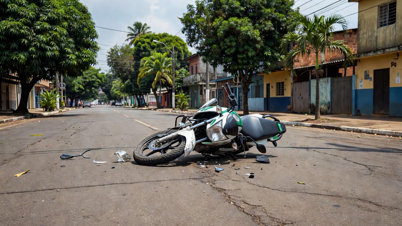 Acidente com moto de serviço da PM em Porto Velho, Rondônia