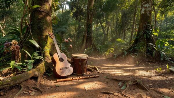 Instrumentos musicais em floresta amazônica em Porto Velho