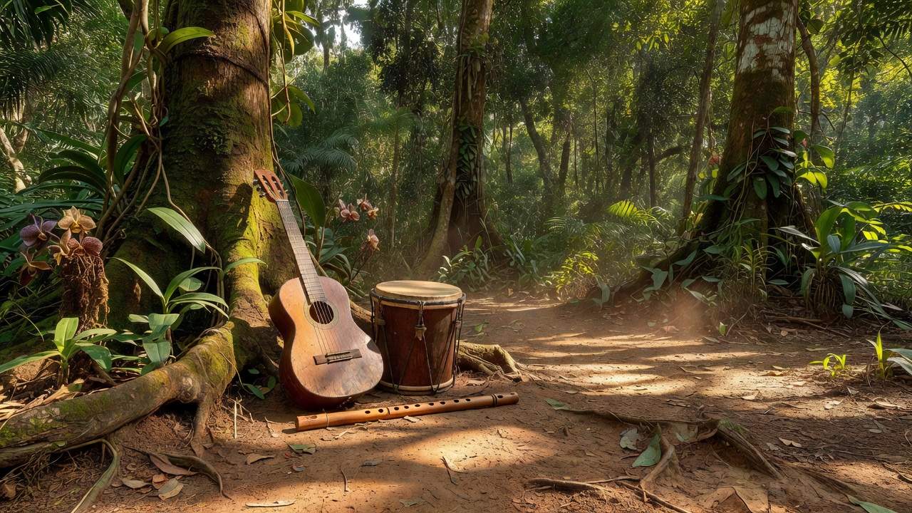 Instrumentos musicais em floresta amazônica em Porto Velho