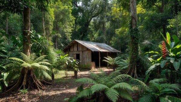 Terreiro de matriz africana em Manaus com vegetação tropical, simbolizando isenção de IPTU