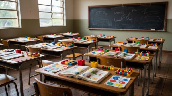 Sala de aula em Ji-Paraná com materiais para inclusão escolar