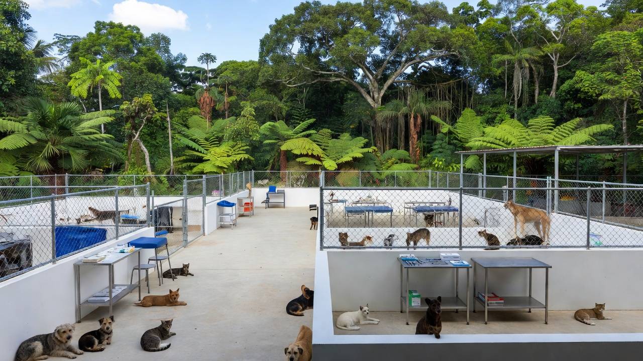 Centro de castração e fauna em Porto Velho com animais resgatados