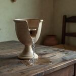 Taça de Pitágoras grega antiga com mecanismo que esvazia ao detectar excesso