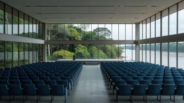 Auditório em Porto Velho preparado para convenção da Federação União Progressistas
