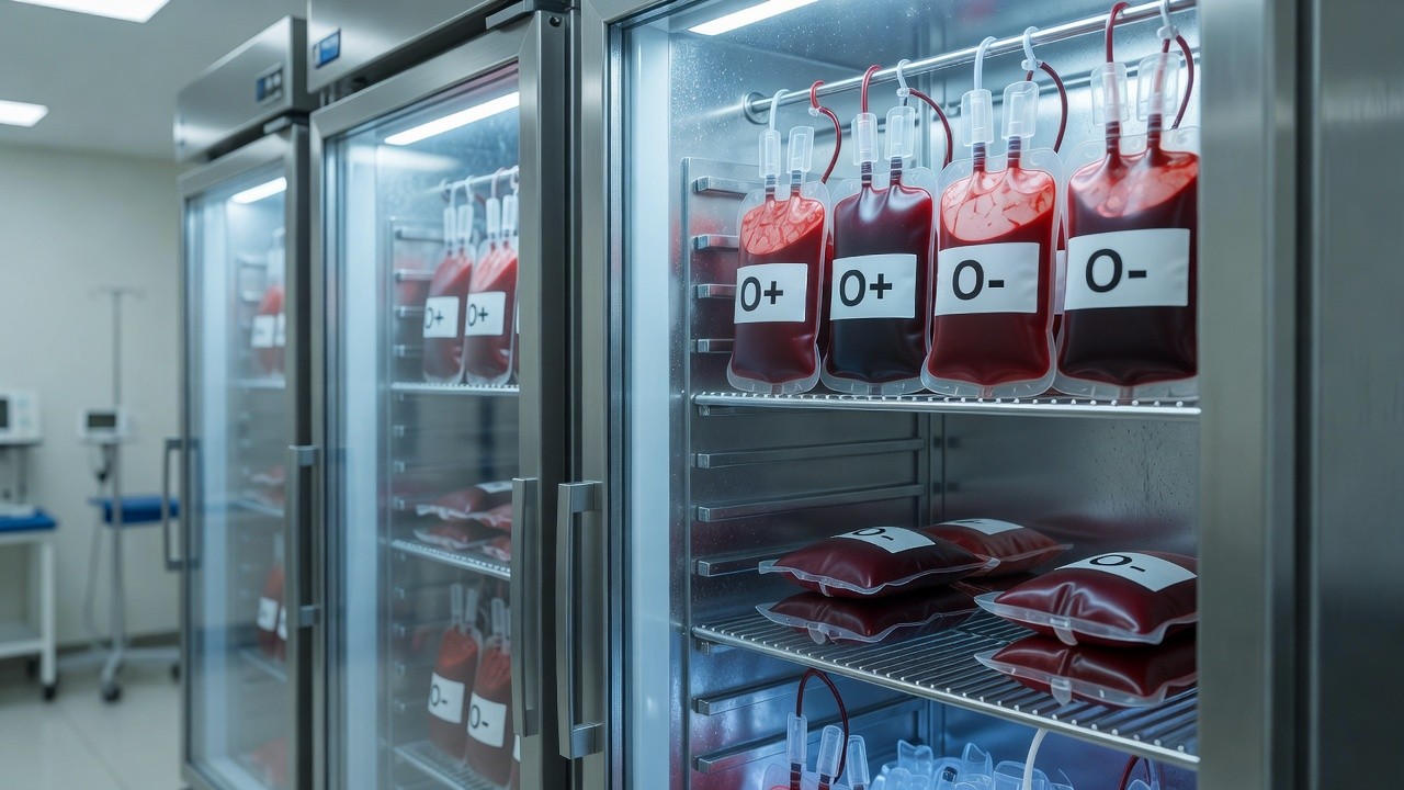 Bolsas de sangue O+ e O- em centro de hemoterapia em Rondônia
