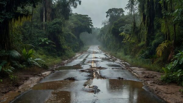 Alagamento na BR-319 por falta de manilhas na Linha Transpurus