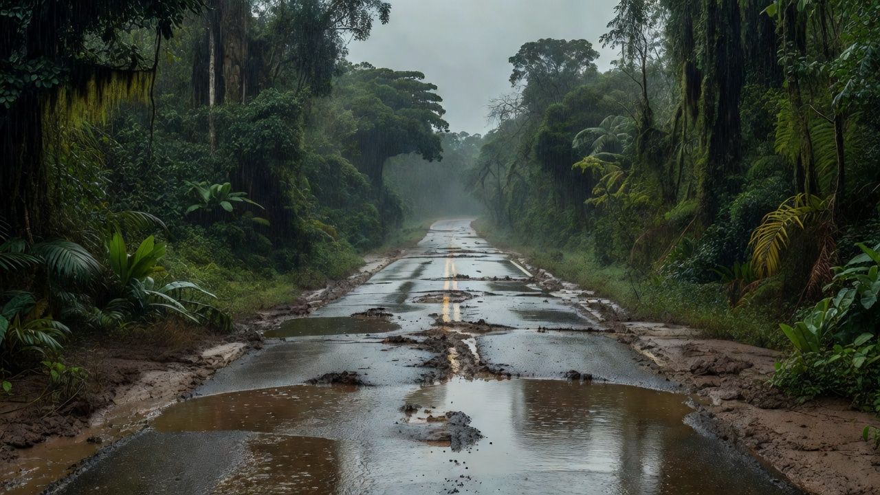Alagamento na BR-319 por falta de manilhas na Linha Transpurus