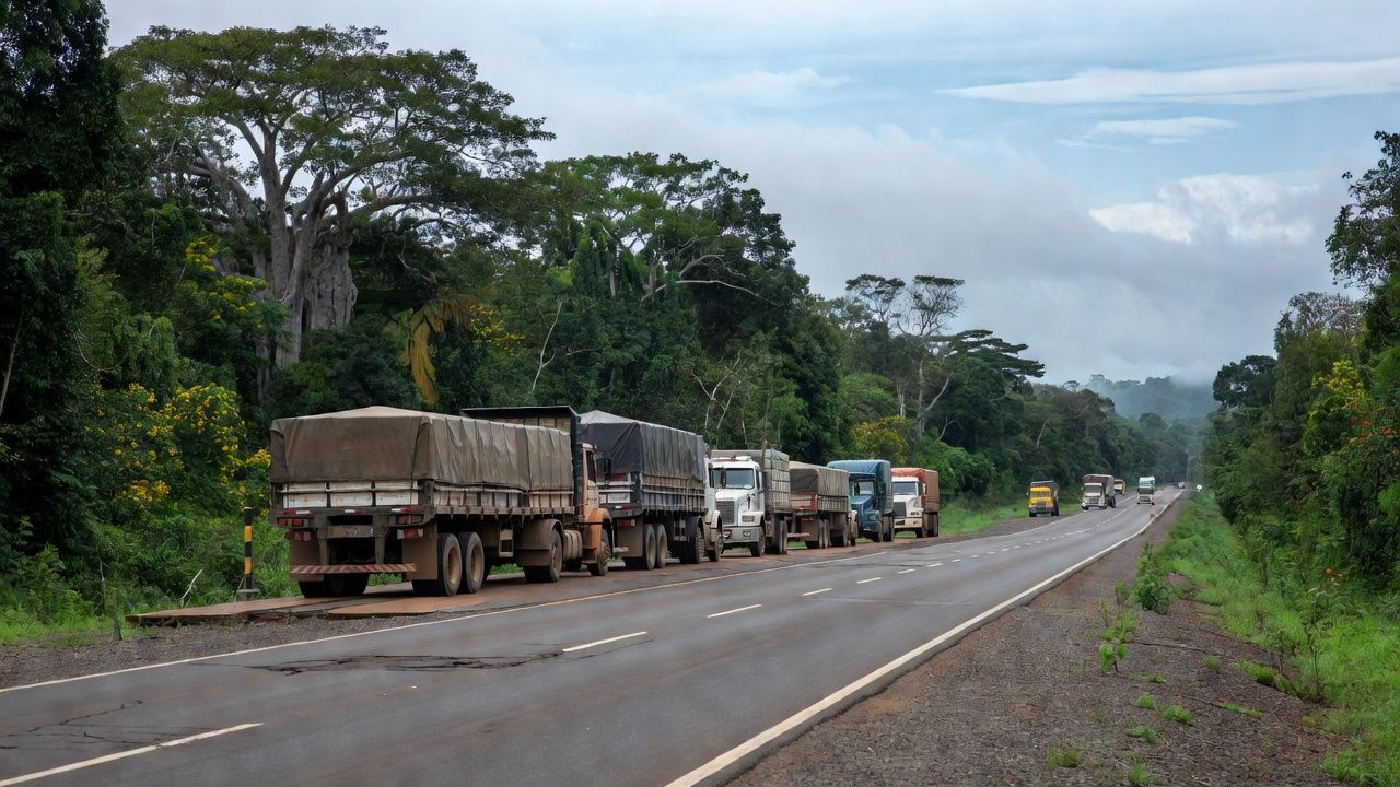 Balança de pesagem de caminhões em estrada de Rondônia
