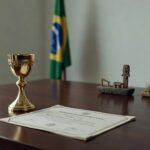 Troféu de premiação Rising Star do Sicredi representando jovens de Rondônia e RS