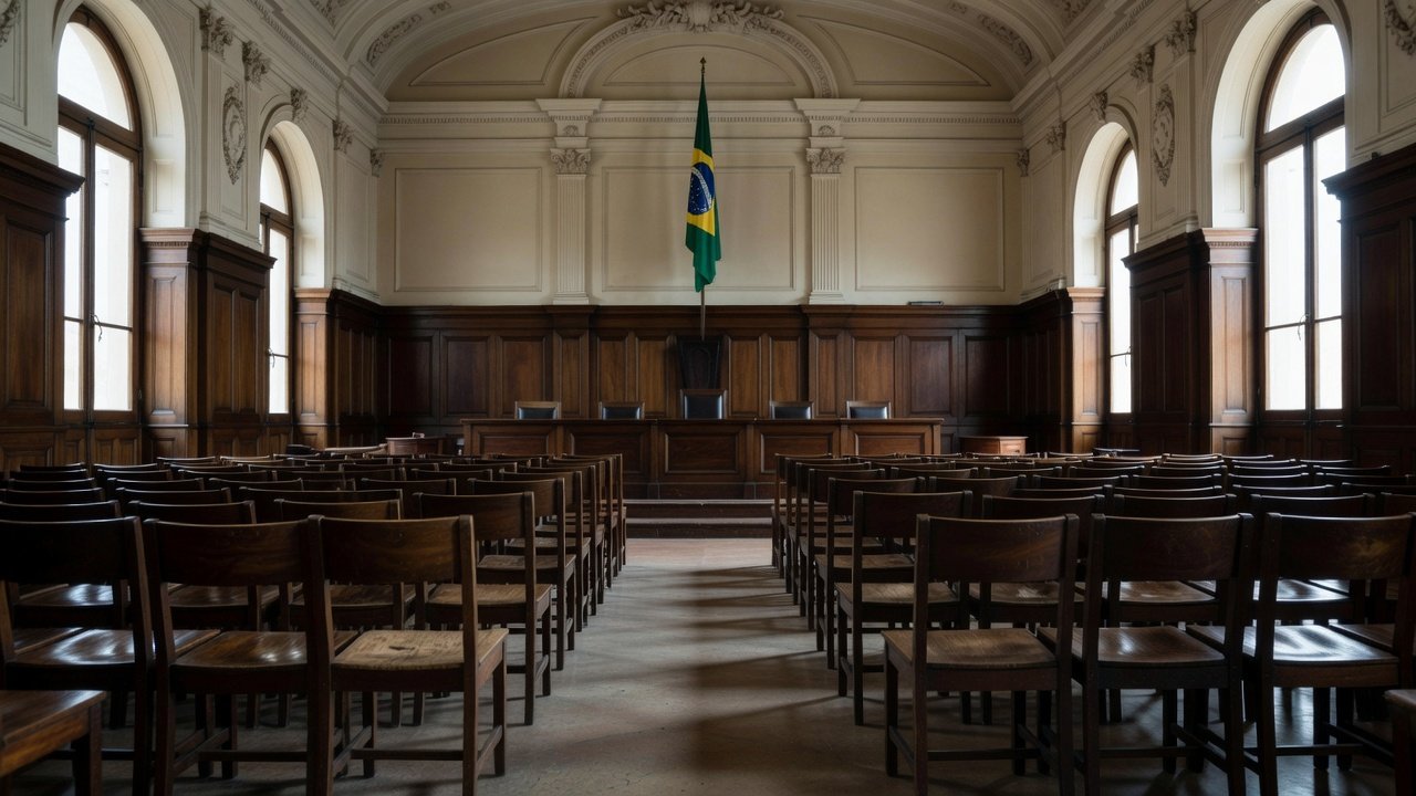 Interior de tribunal de justiça em São Paulo representando decisão judicial