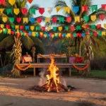 Decorações de arraiá da Sagrada Família com bandeirinhas em Porto Velho