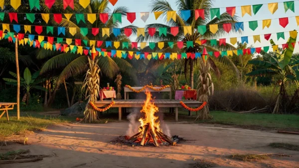 Decorações de arraiá da Sagrada Família com bandeirinhas em Porto Velho