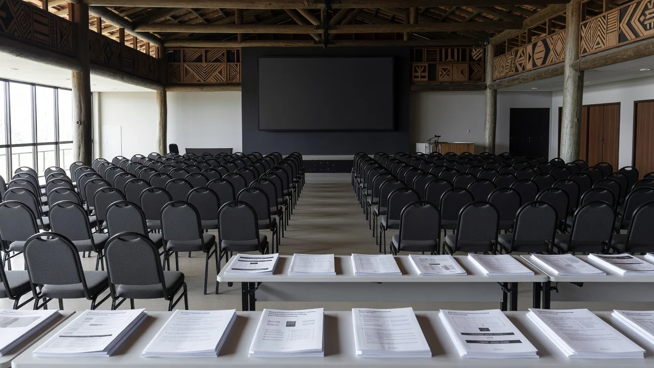 Auditório preparado para seminário nacional sobre educação inclusiva em Rondônia