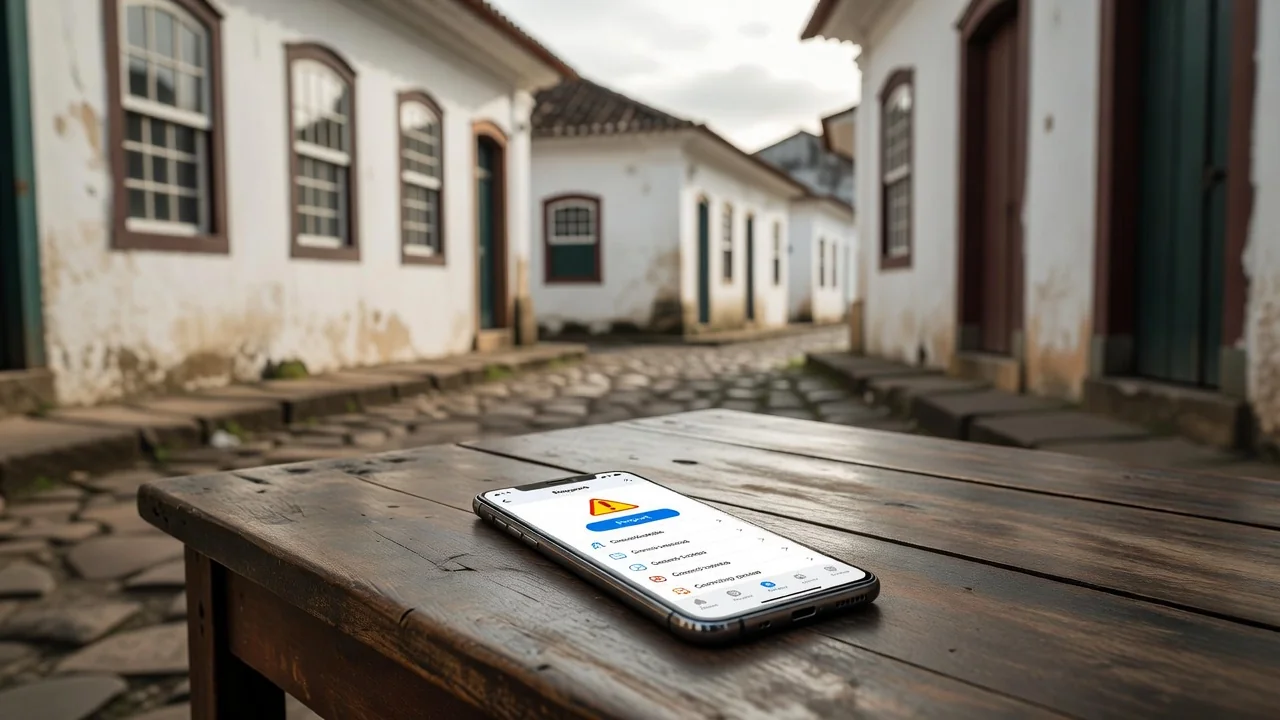 Smartphone com app Pardal para denúncias em eleições no Brasil