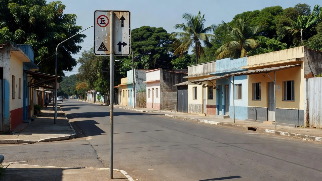 Placa de sinalização de trânsito em rua do centro de Porto Velho
