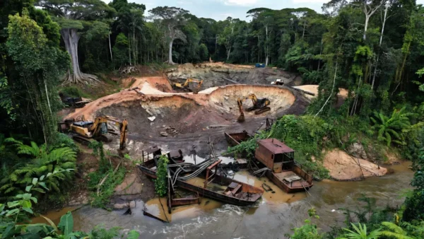 Garimpos ilegais desativados no Parque Nacional Mapinguari na Amazônia