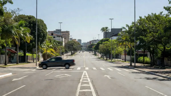 Avenida Raimundo Cantuária com caminhonete em fuga após atropelamento