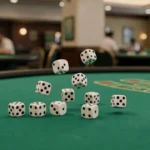 Dados rolando no jogo Bac Bo em mesa de apostas no Brasil