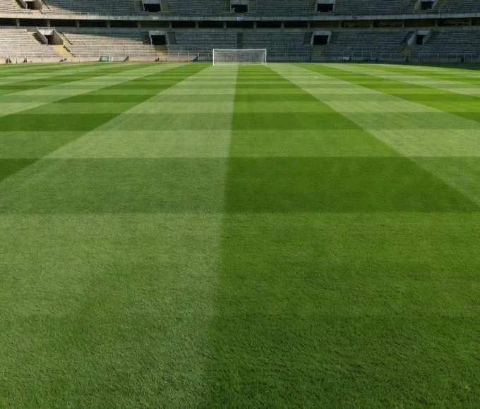 Campo de futebol feminino em estádio brasileiro, simbolizando aprovação de leis para a modalidade.