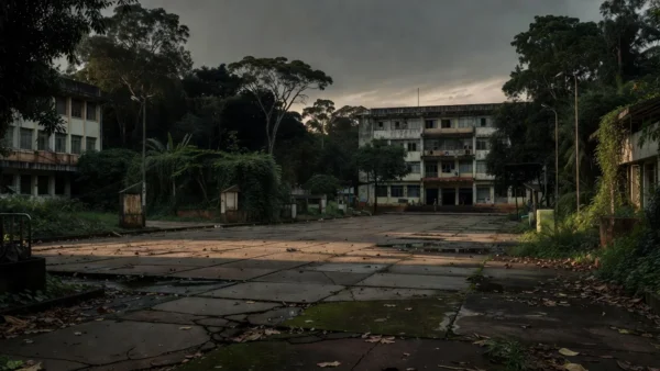 Praça vazia em Porto Velho simbolizando recorde de feminicídios em Rondônia