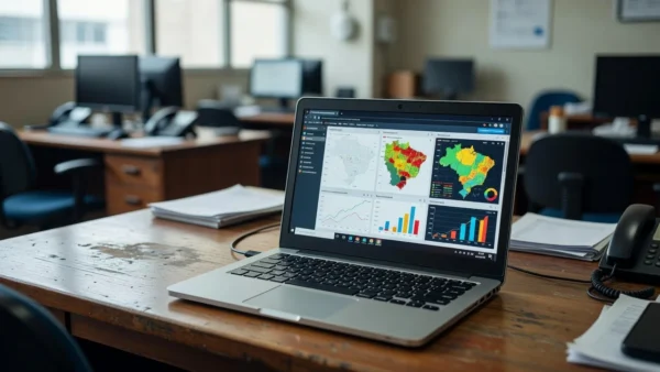Tela de computador com ferramenta online de dados eleitorais de Rondônia