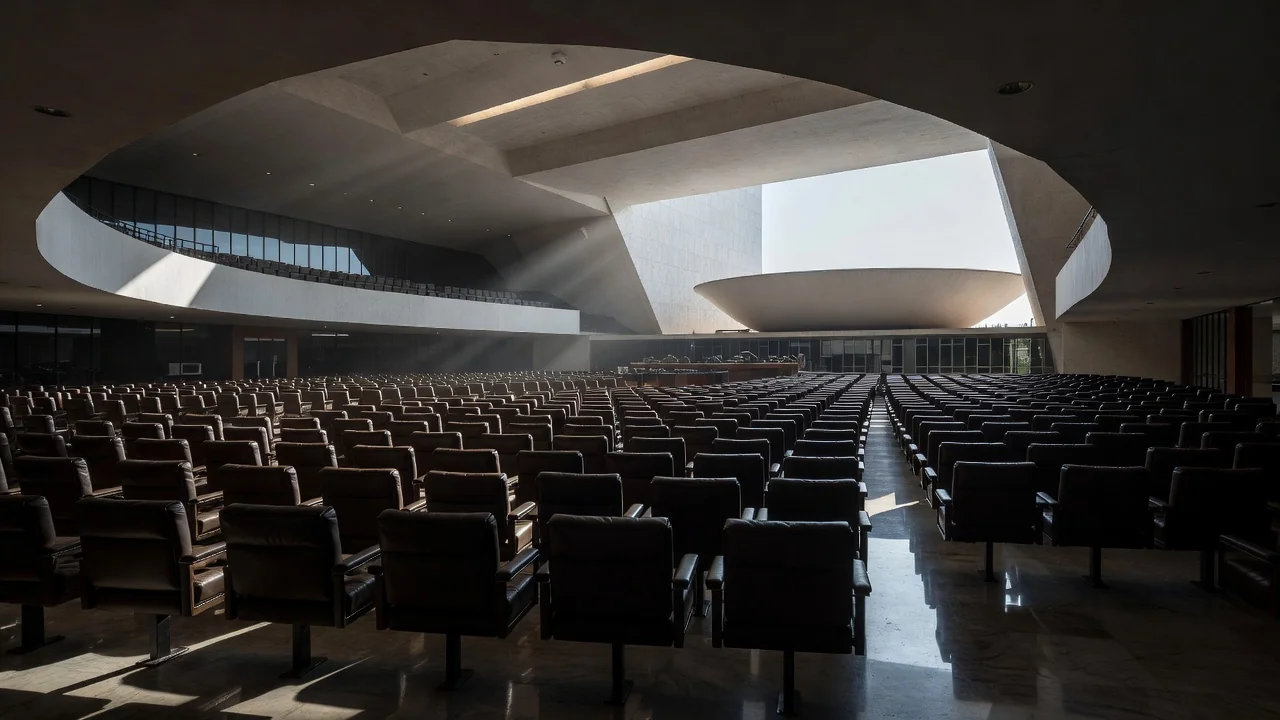 Plenário vazio do Senado Federal em Brasília representando pressões políticas
