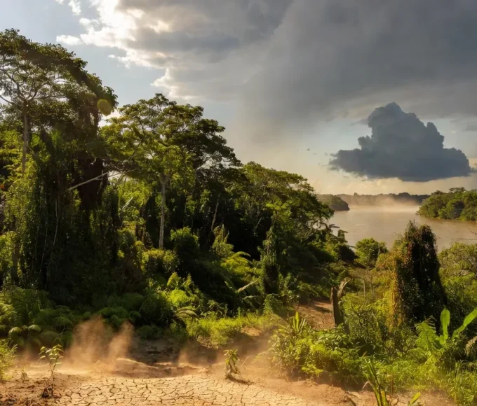 Paisagem de Rondônia com calor de 39°C e nuvens de temporais isolados