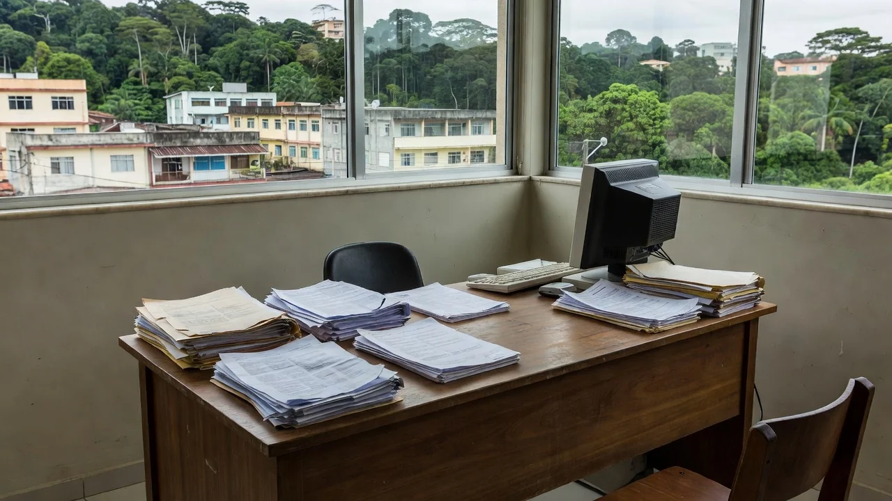 Escritório do INSS em Porto Velho com documentos sobre investigação