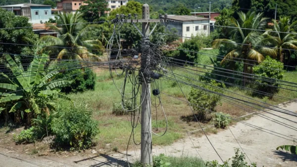 Poste de energia com ligação clandestina em Porto Velho