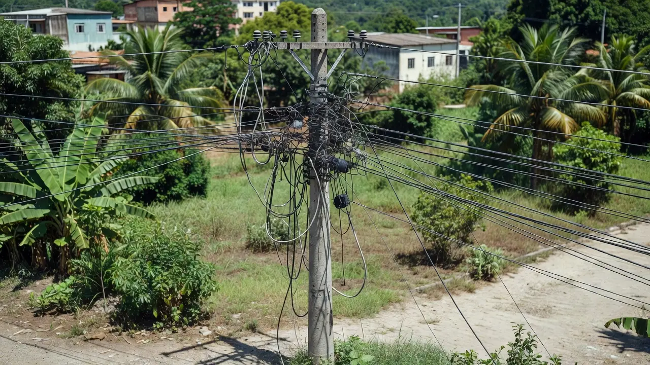 Poste de energia com ligação clandestina em Porto Velho