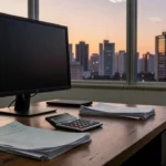 Escritório brasileiro com mesa de trabalho simbolizando preferência por aumento salarial