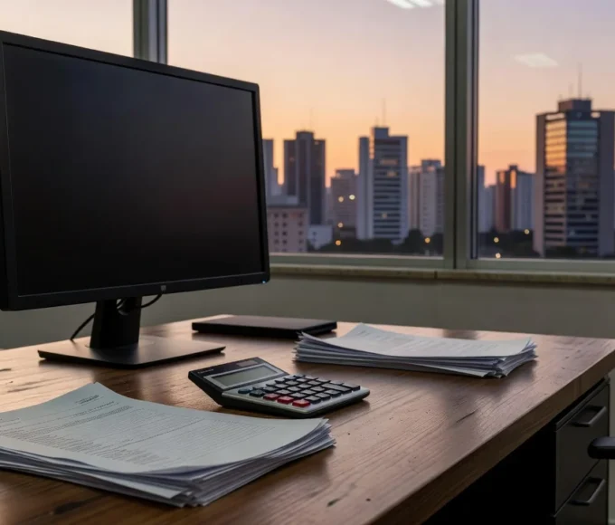 Escritório brasileiro com mesa de trabalho simbolizando preferência por aumento salarial