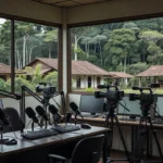 Estúdio de rádio e TV representando propaganda eleitoral em Rondônia