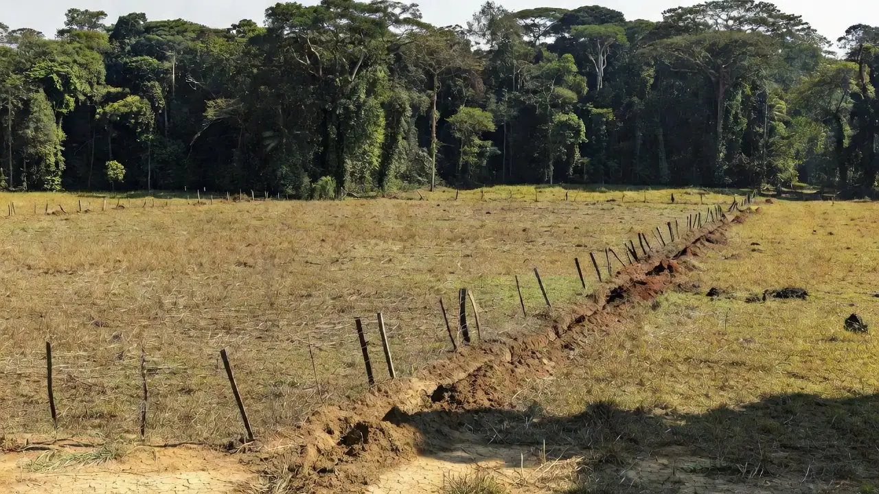 Área rural em Rondônia com floresta amazônica, simbolizando combate a invasões de terras