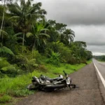 Motocicleta acidentada na BR-364 em Porto Velho após colisão