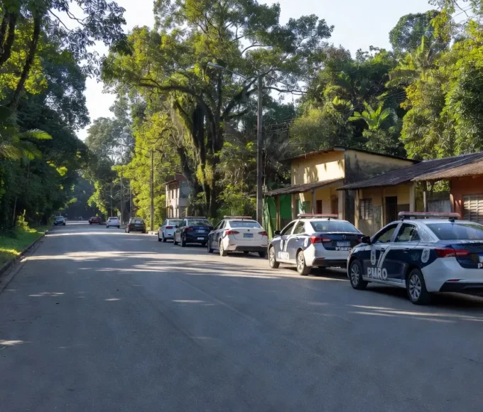 Viaturas da polícia militar nas ruas de Rondônia contra o crime
